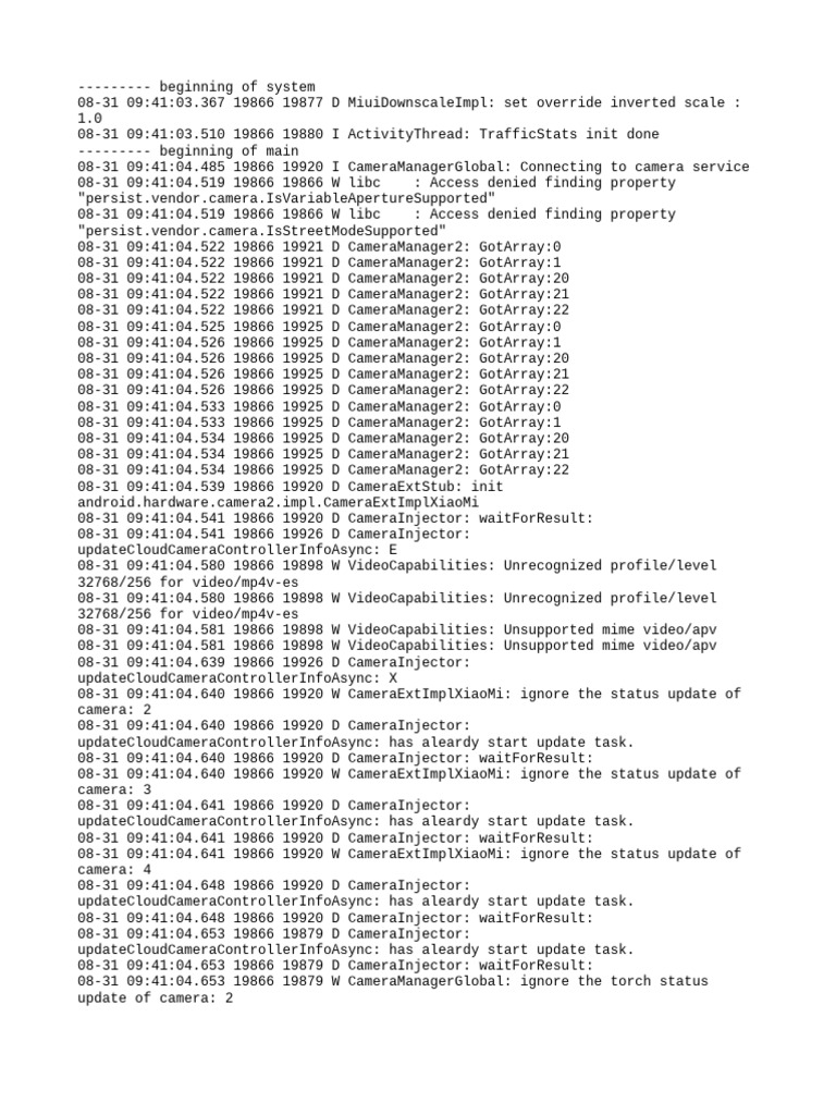 Camera Service Initialization Log | PDF | Software | Software Engineering