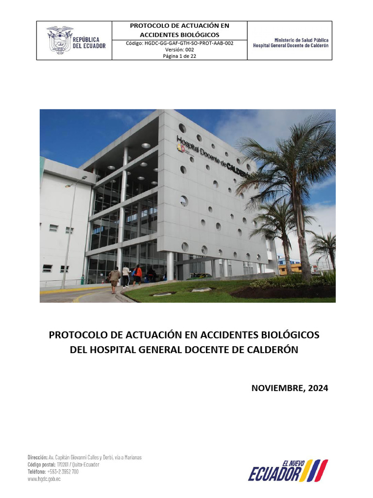 Protocolo de Actuación en Accidentes Biológicos Del Hgdc-2024 | PDF ...