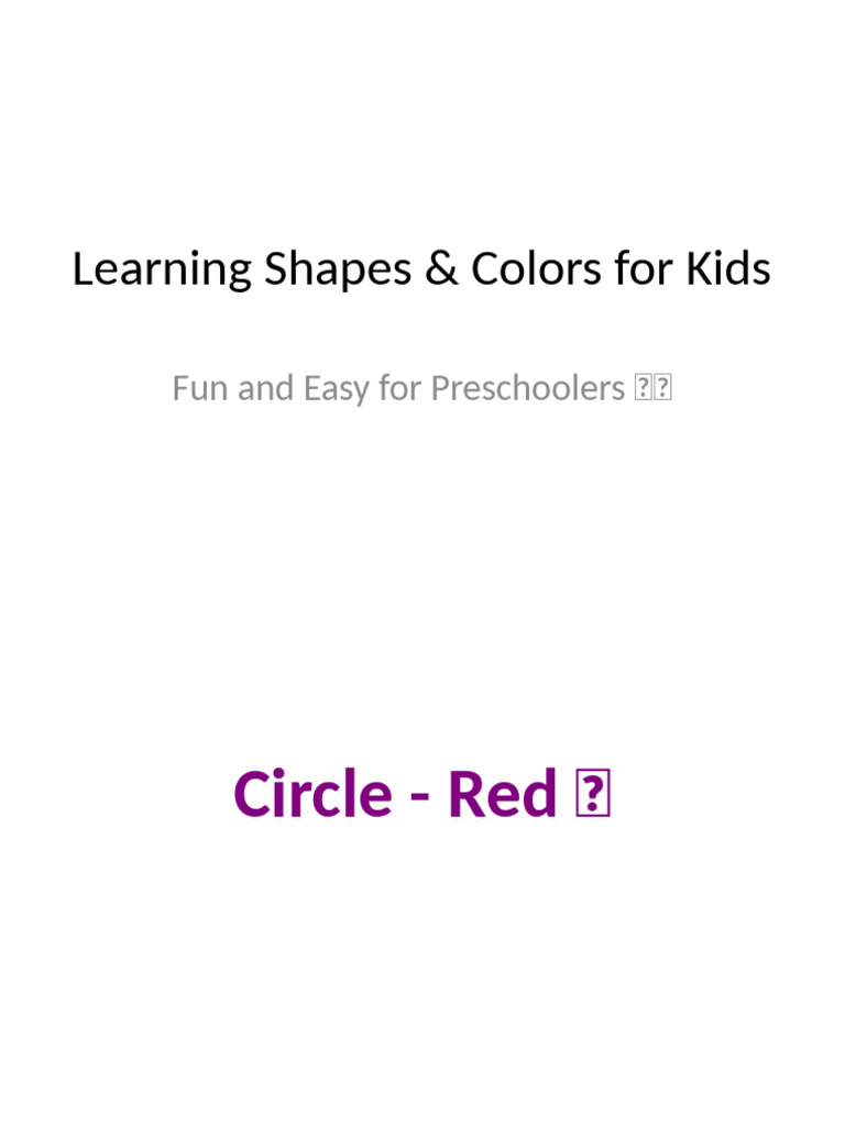 Shapes Colors For Kids | PDF
