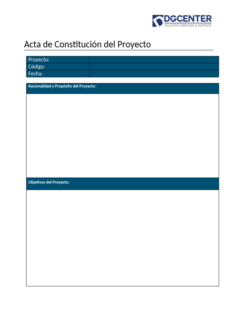 Acta de Constitucion Del Proyecto Plantilla - 1 | PDF