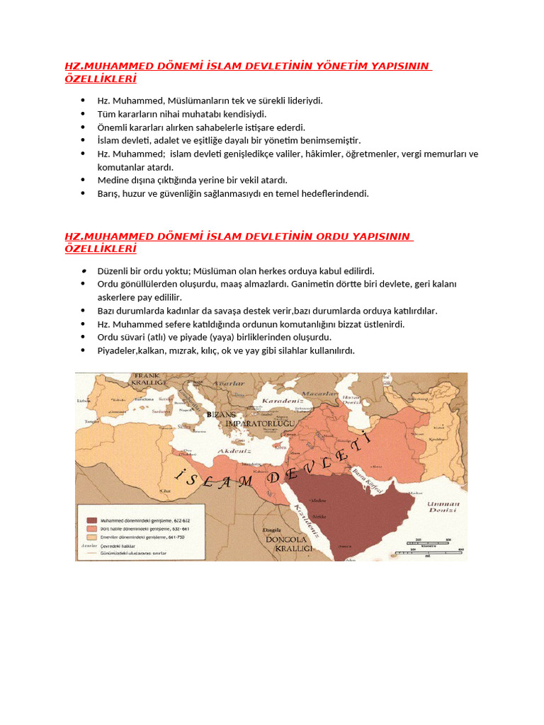 HZ - Muhammed Dönemi İslam Devletinin Yönetim Yapisinin Özellikleri | PDF