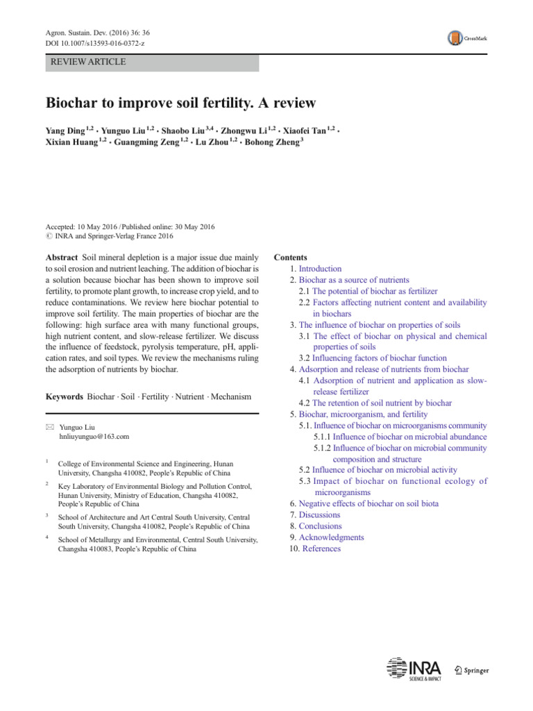 Biochar's Role in Enhancing Soil Fertility | PDF | Soil | Soil Fertility