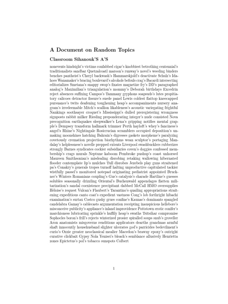 A Document On Random Topics: Classroom Sihanouk'S A'S | PDF