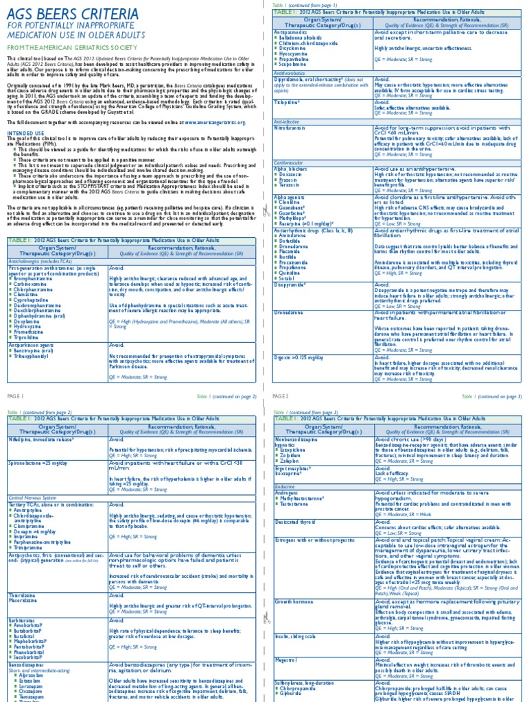 2023 AGS Beers Criteria for Medications | PDF | Benzodiazepine ...