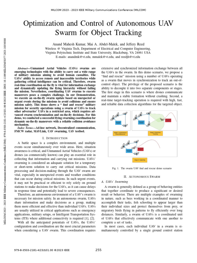 Optimization and Control of Autonomous UAV Swarm For Object Tracking ...