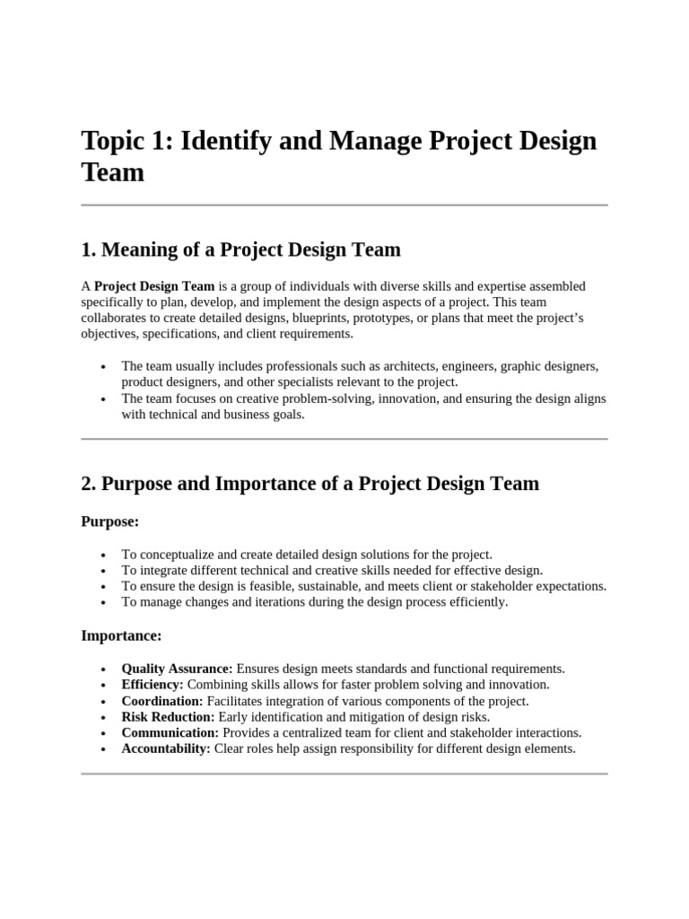 Understanding Project Design Teams | PDF | Project Management | Design ...
