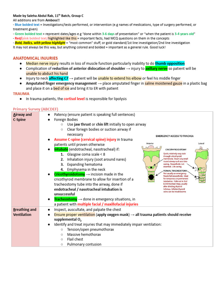 Trauma Management and Emergency Procedures | PDF | Diseases And ...