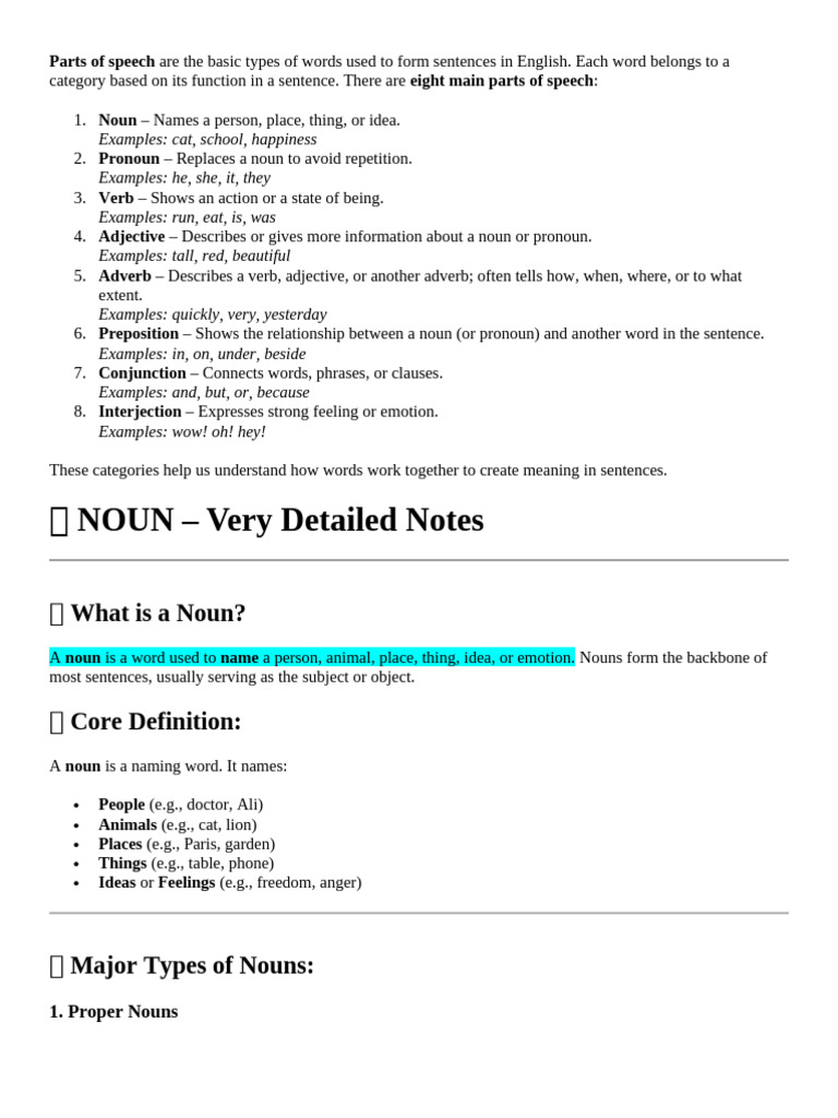 Types of Nouns Explained | PDF | Part Of Speech | Noun
