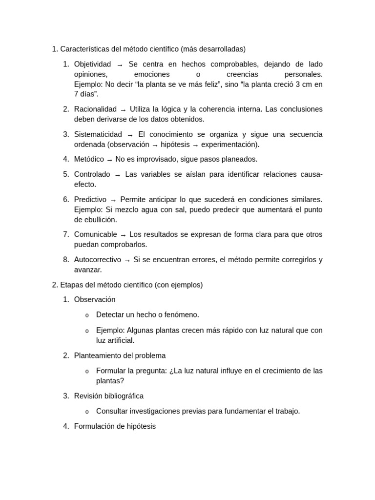 Características y etapas del método científico | PDF | Experimentar ...