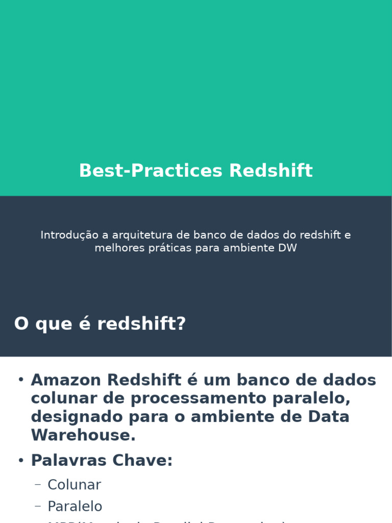 Redshift Presentation | PDF | Tabela (banco de dados) | Microsoft SQL ...