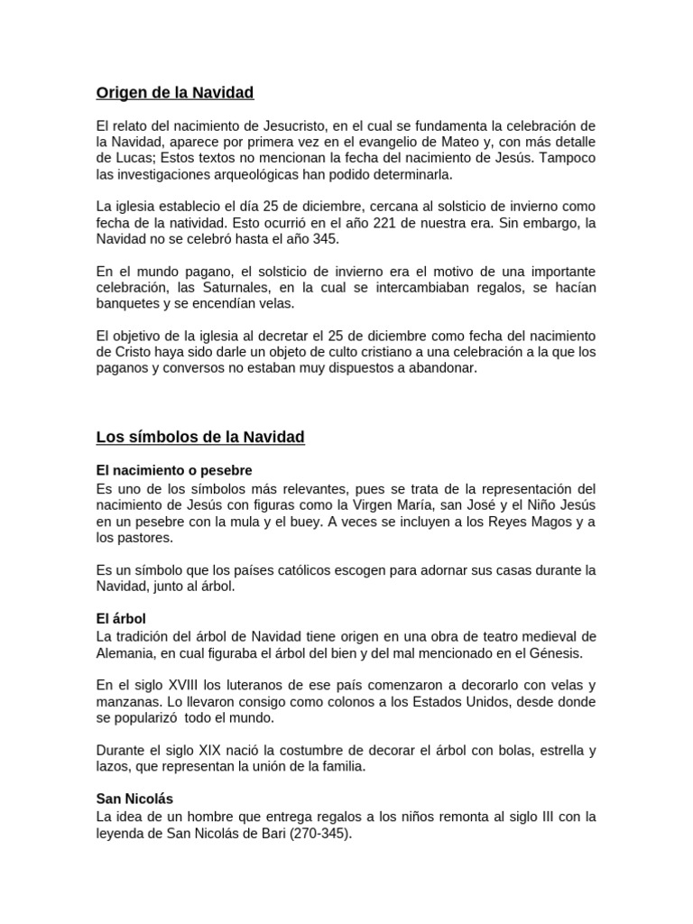 Historia y símbolos de la Navidad | PDF | Navidad | Natividad De Jesus