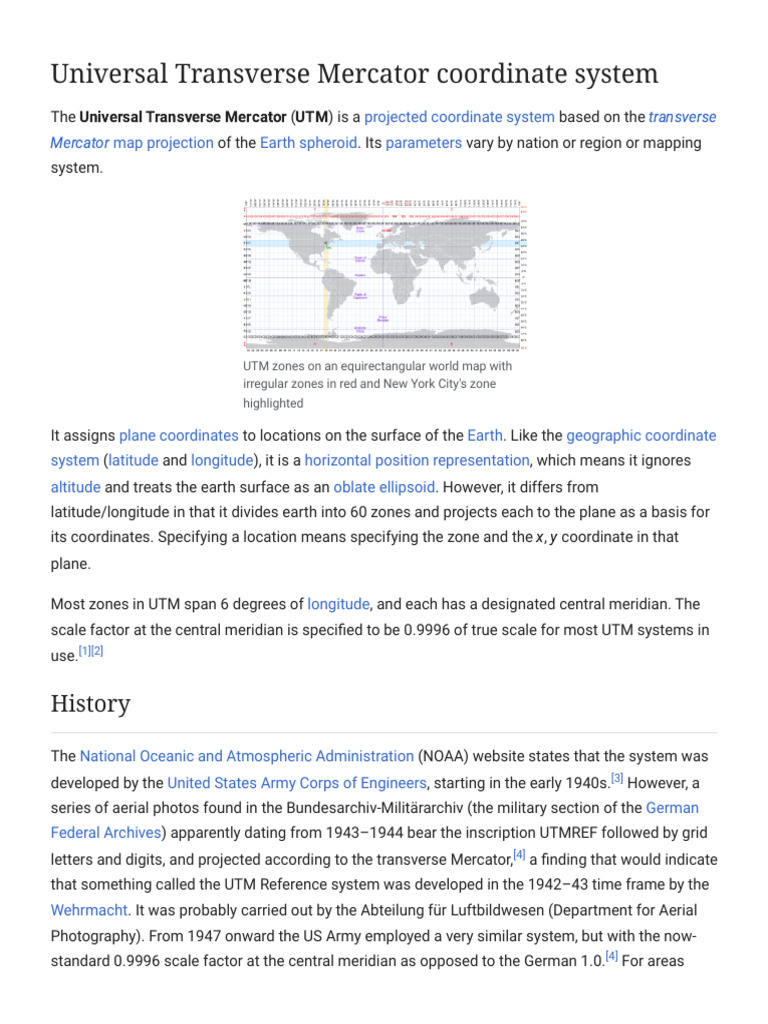 Universal Transverse Mercator Coordinate System - Wikipedia | PDF ...