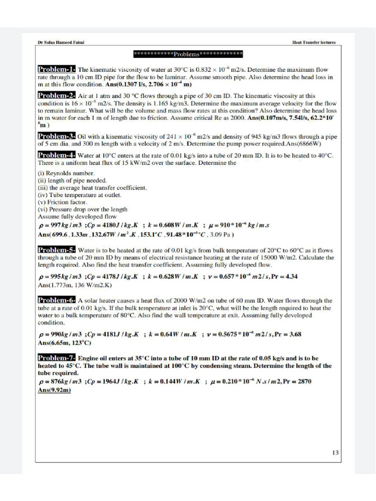 H.W Ch10 Internal Flow | PDF