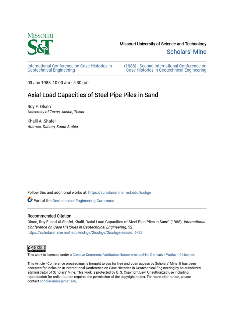 Axial Load Capacities of Steel Pipe Piles | PDF | Mechanical ...