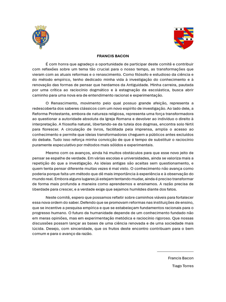 Reflexões de Bacon sobre Conhecimento e Reforma | PDF | Renascimento ...