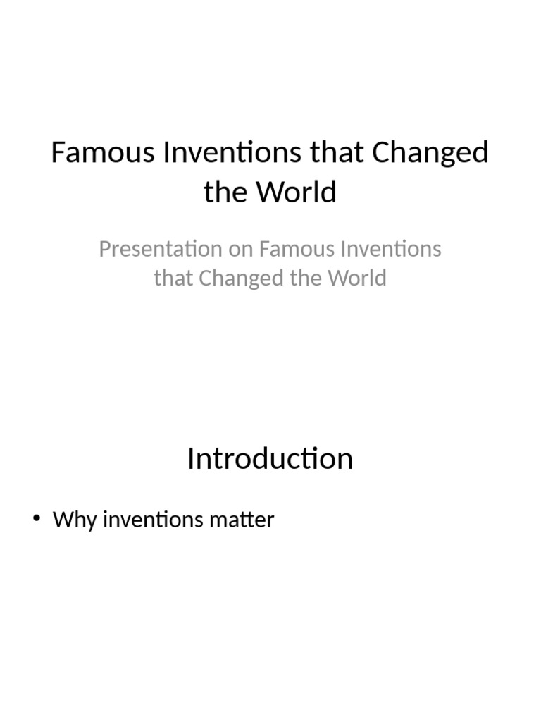 Key Inventions That Changed History | PDF