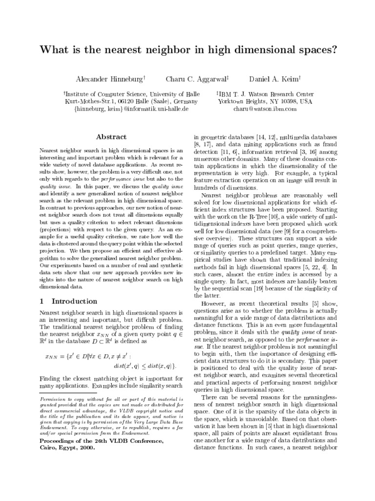 What Is The Nearest Neighbor in High Dimensional Spaces | PDF ...