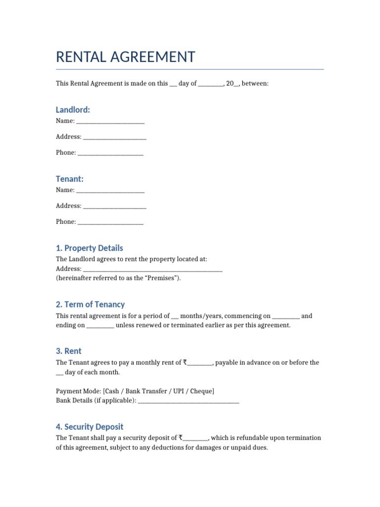 Rental Agreement Template | PDF