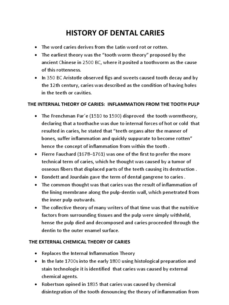 History of Dental Caries | Download Free PDF | Dentin | Tooth Enamel