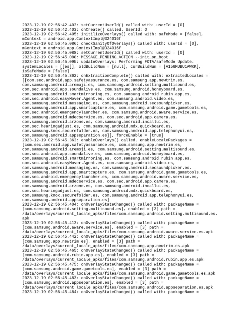 Samsung Overlay Initialization Log | PDF | Android (Robot ...