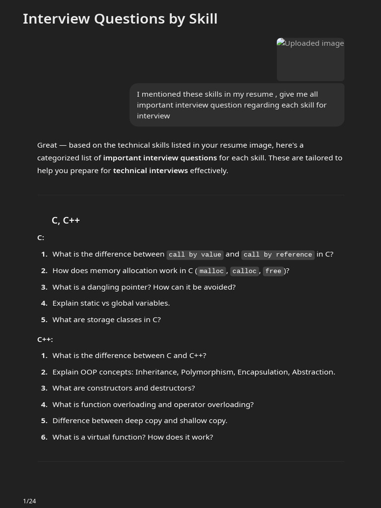 Interview Questions by Skill | PDF | Class (Computer Programming ...