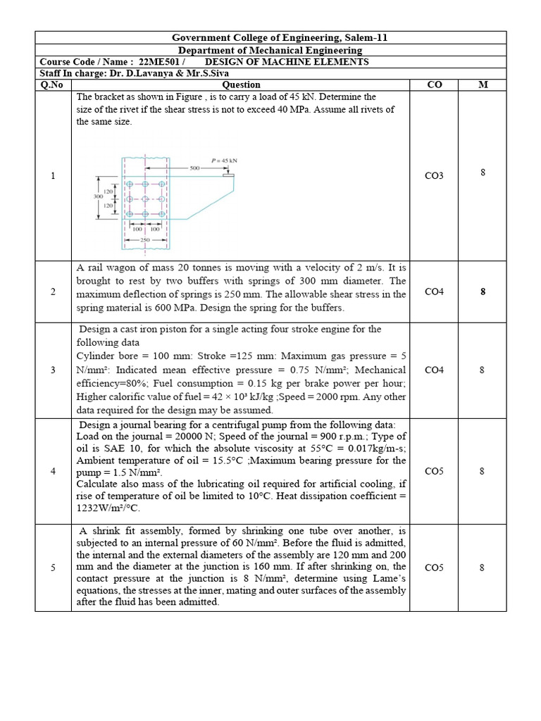 DME Assignment 2 | PDF | Stress (Mechanics) | Pump