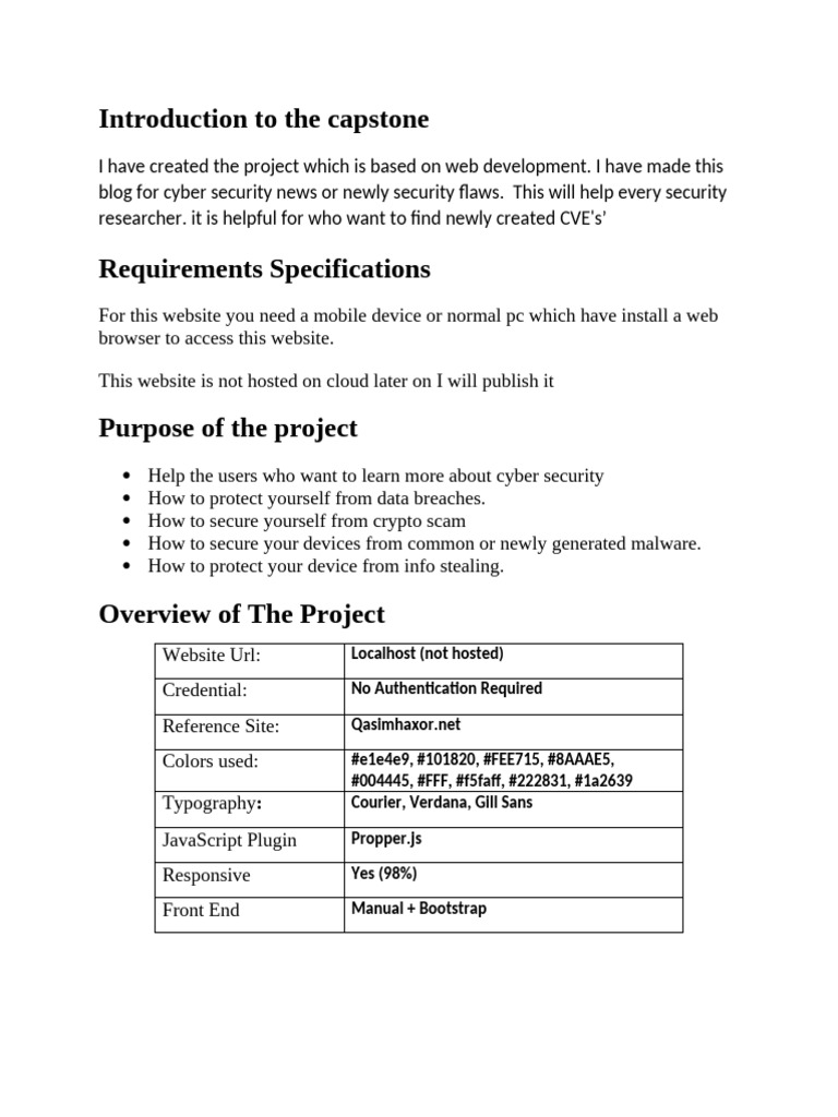 Introduction To The Capstone | PDF