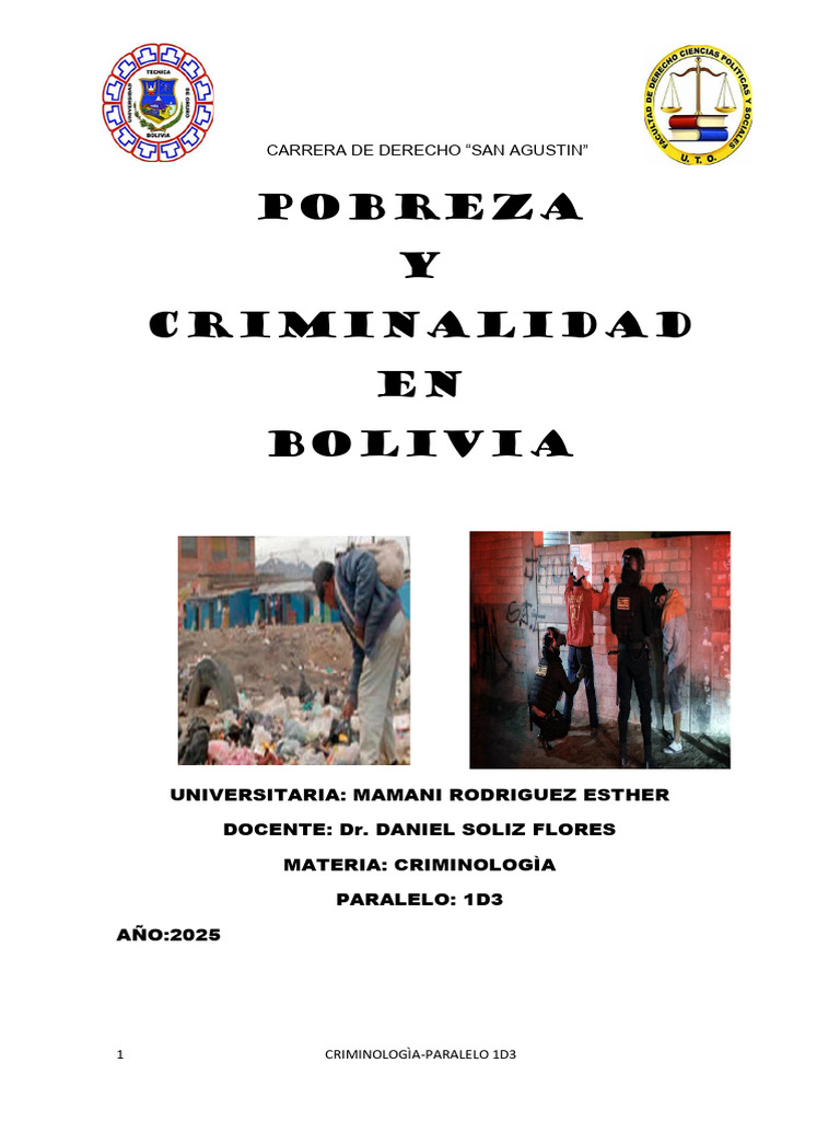Pobreza y Criminalidad en Bolivia | PDF | Pobreza e indigencia | Pobreza