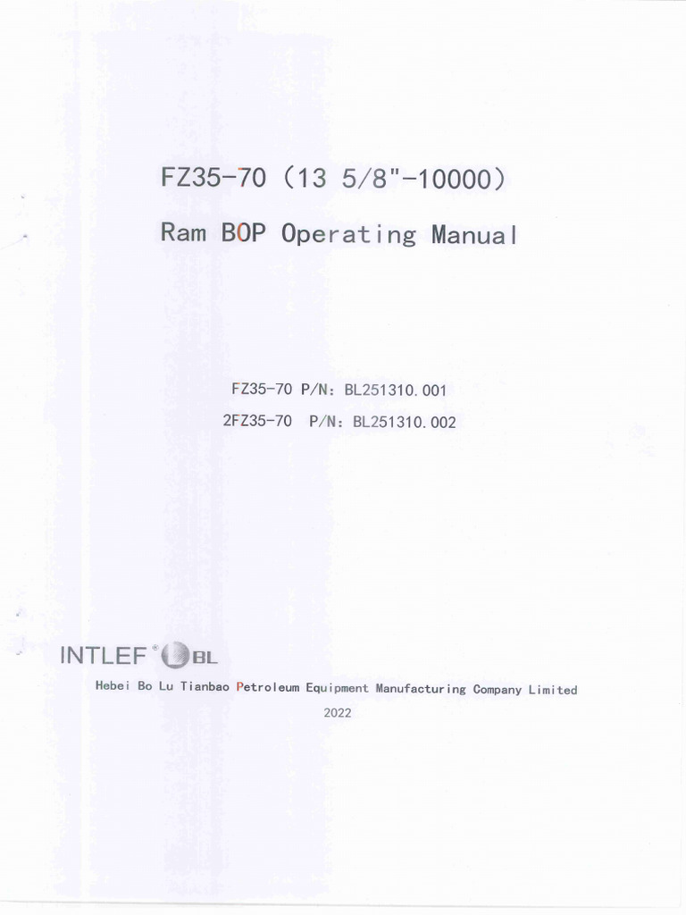 Ram Bop Operating Manual | PDF