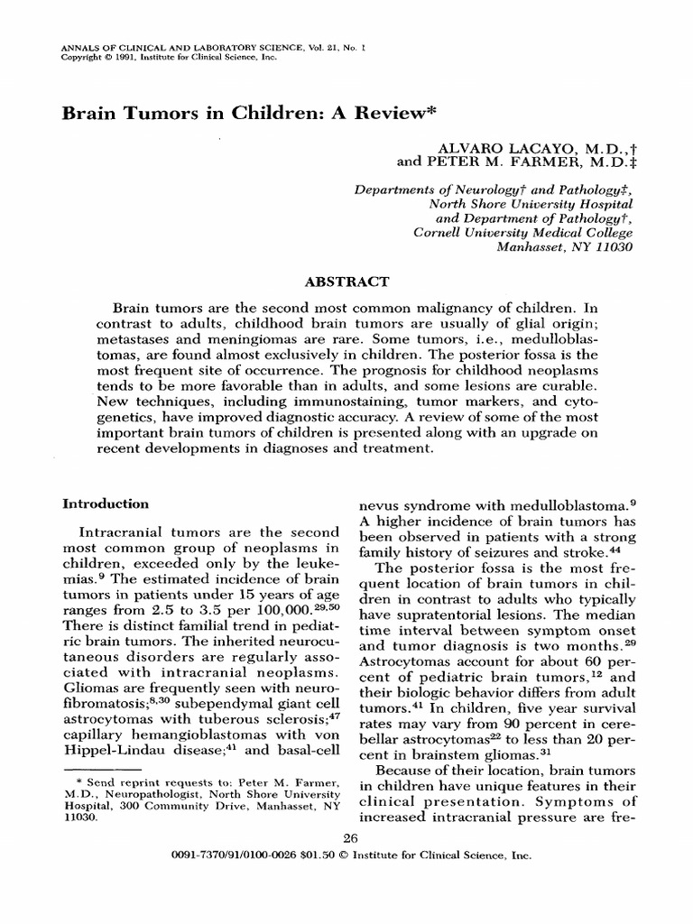 Pediatric Brain Tumors Overview | PDF | Radiation Therapy | Diseases ...