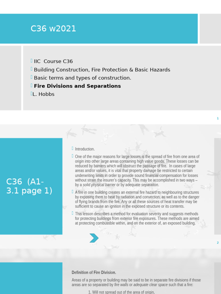 C36 Chapter A1 3.1 w21 Fire Divisons and Seperations | PDF | Fires | Wall