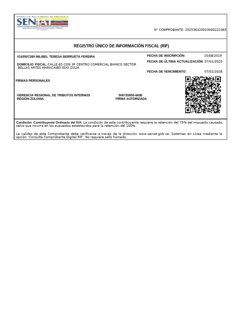 Registro Único de Información Fiscal (Rif) | PDF