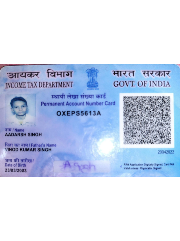 Aadarsh Singh - Pan Card | PDF