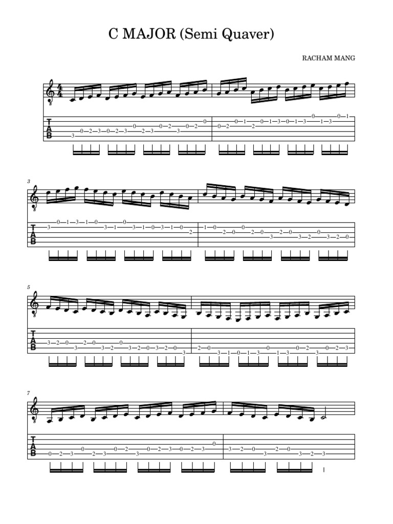 C Major Semi Quaver Music Notation | PDF