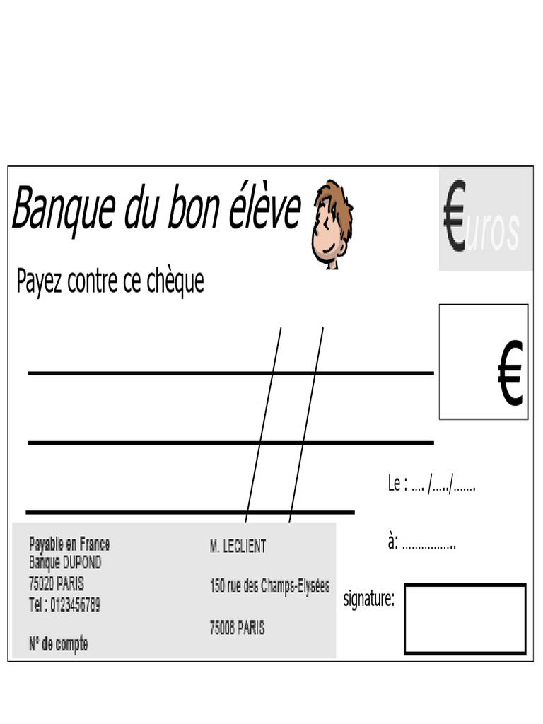 Écriture d'un chèque en lettres | PDF