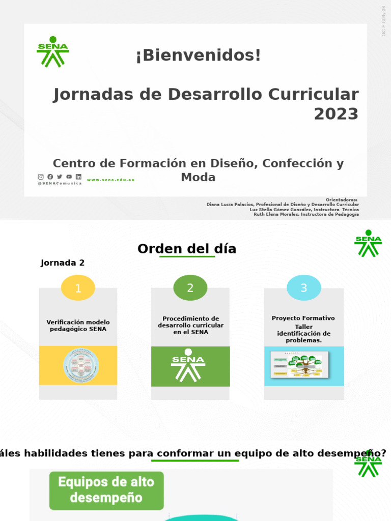 Jornadas de Desarrollo Curricular SENA 2023 | PDF | Plan de estudios ...