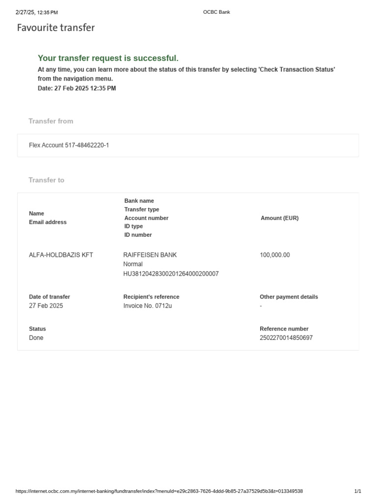 Successful Fund Transfer Confirmation | PDF