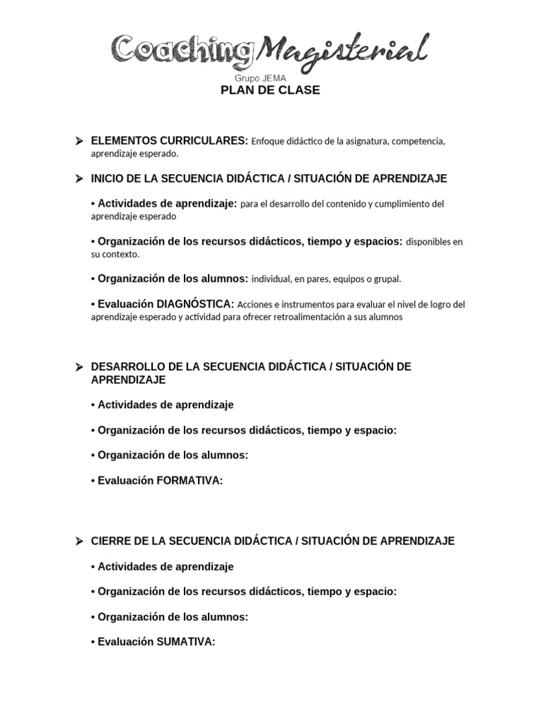 Formato Del Plan de Clase | PDF