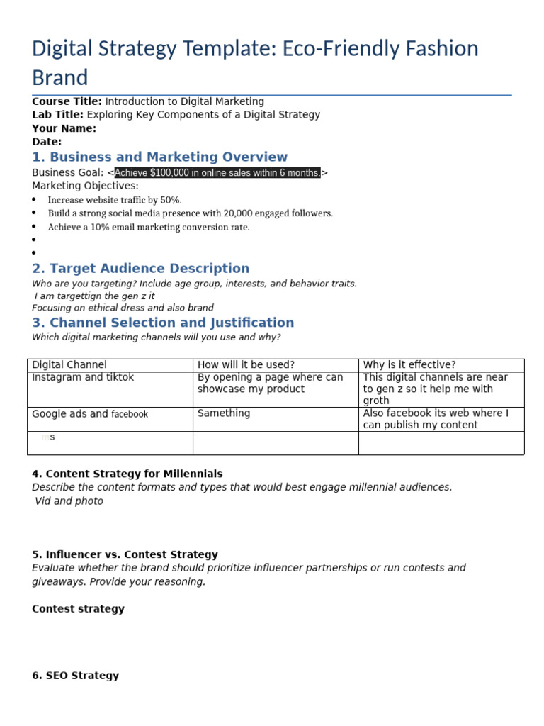 Eco-Friendly Fashion Digital Strategy | PDF