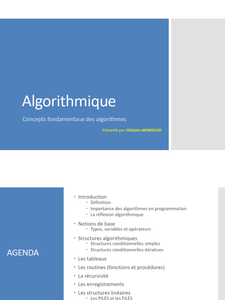 Introduction à l'algorithmique et ses bases | PDF | Variable ...