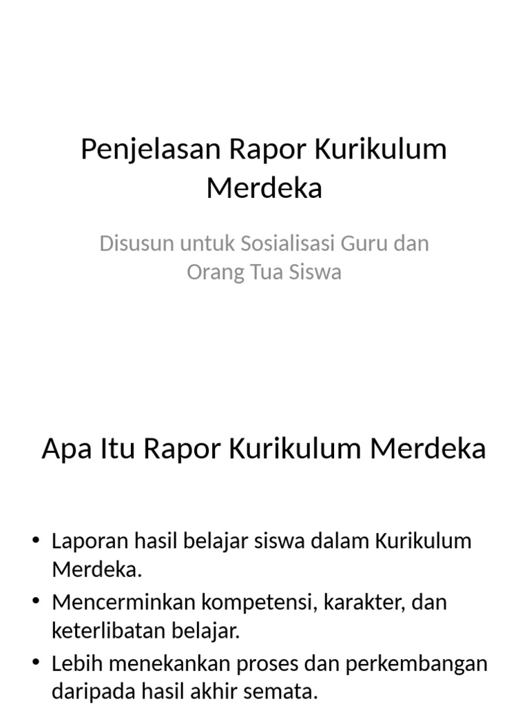 Contoh Rapor Kurikulum Merdeka | PDF