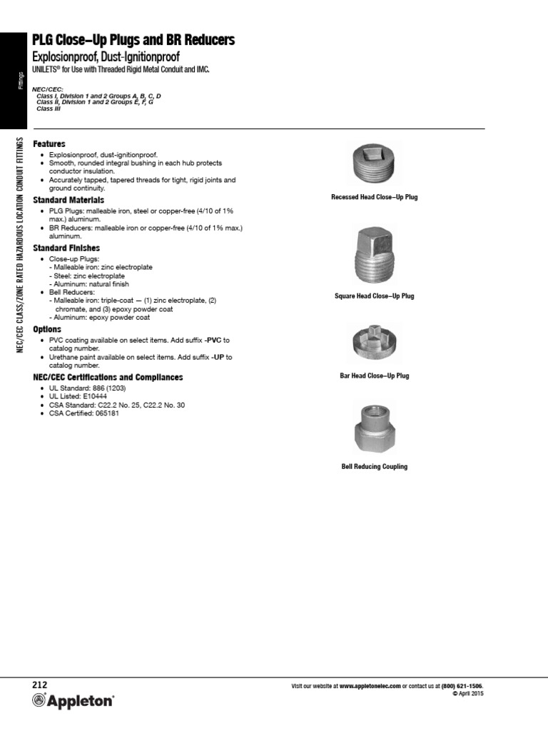 699 A 710 PLG Plugs BR Reducers Appleton | PDF | Pipe (Fluid Conveyance ...