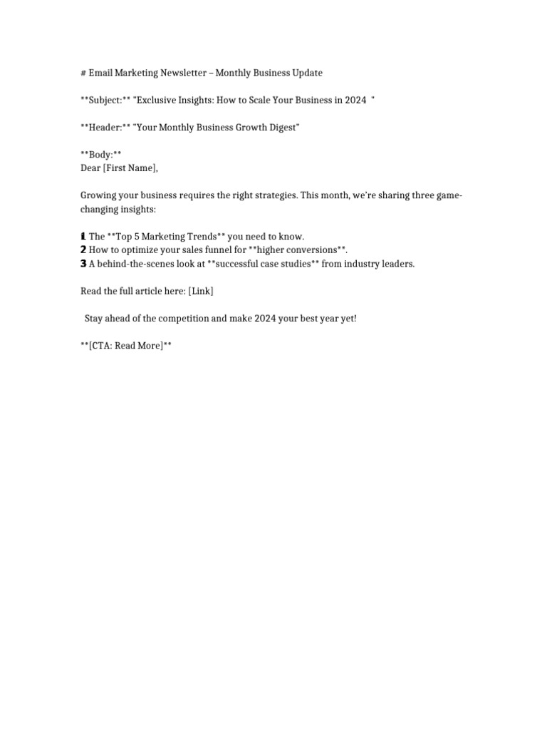 Newsletter Sample | PDF