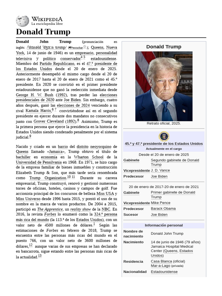 Donald Trump: 45.º y 47.º Presidente de EE. UU. | PDF | Donald Trump ...