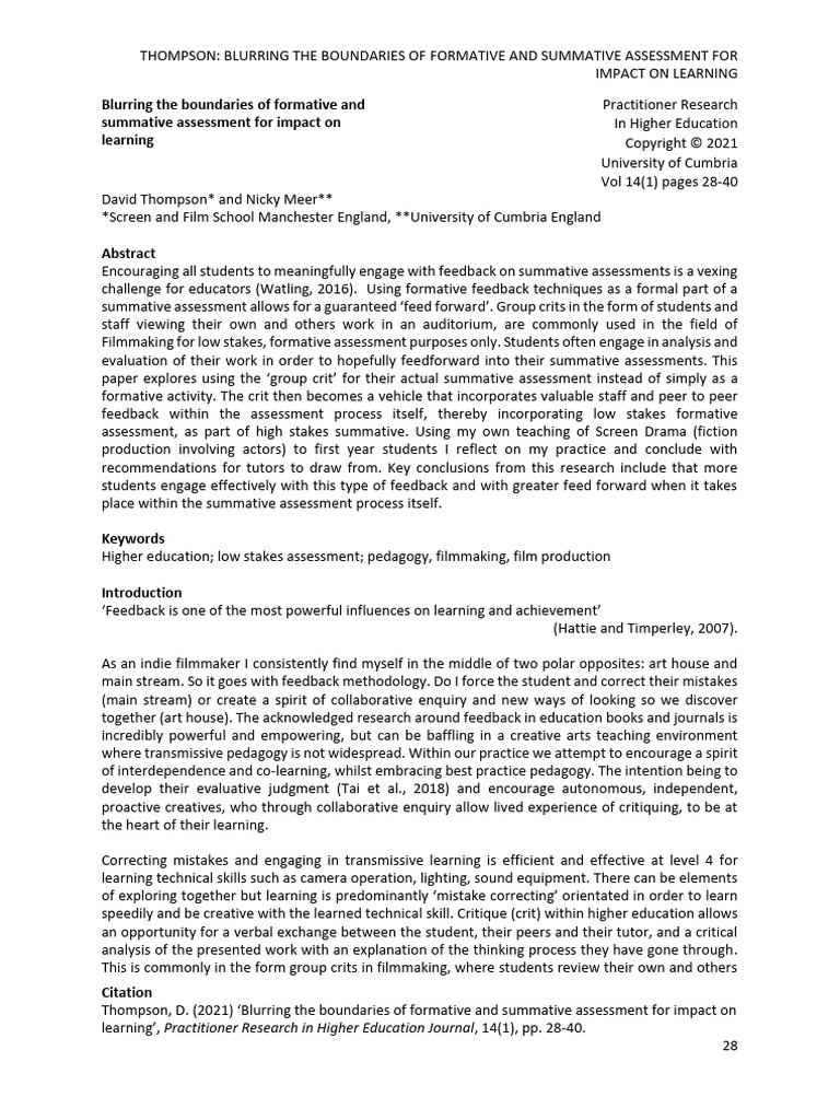 Integrating Formative and Summative Assessment | PDF | Action Research ...