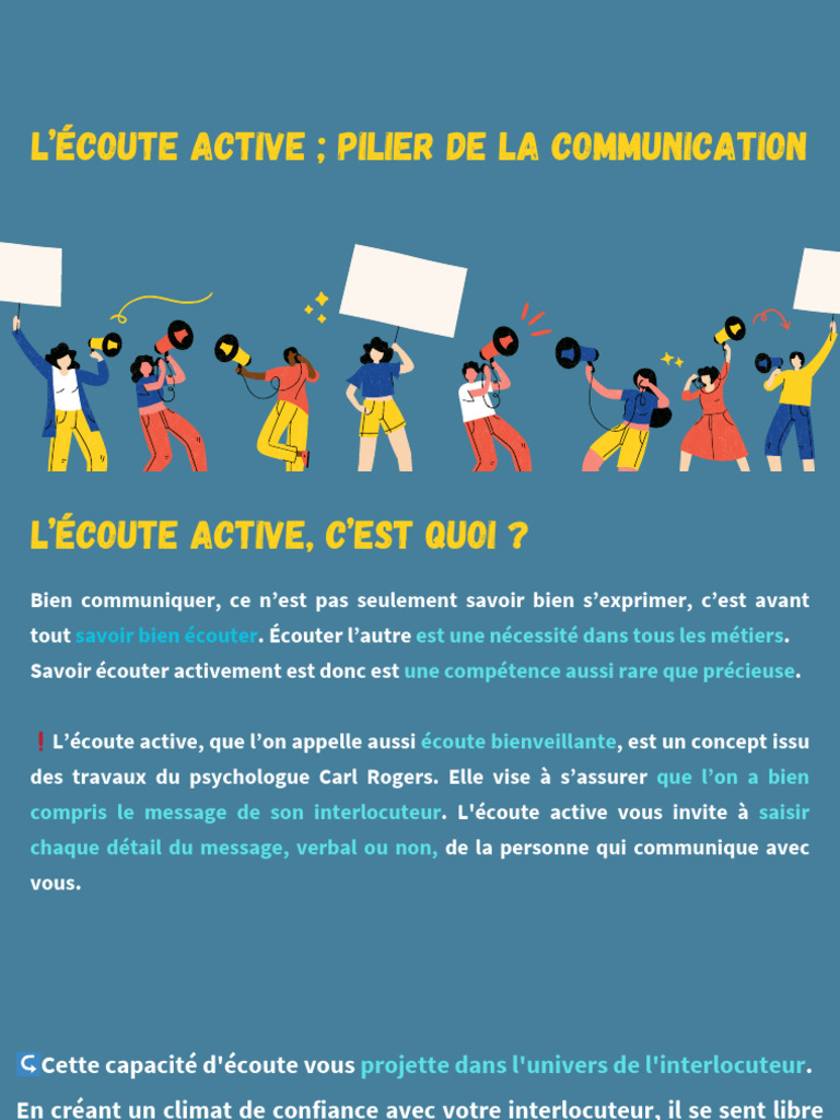L'Essentiel de l'Écoute Active | PDF | Psychologie | Concept de psychologie