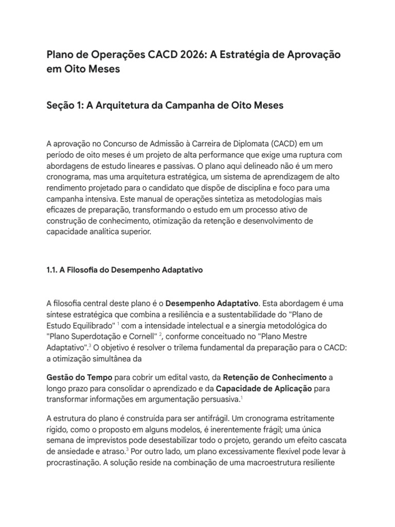 Plano Intensivo CACD 2026: Aprovação em Oito Meses | PDF | Aprendizado ...