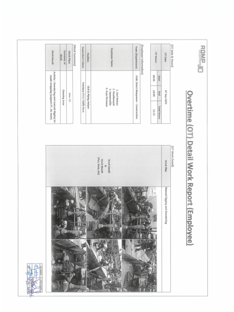 Overtime Report Civil Helper OSBL 07 Sep 2025 | PDF