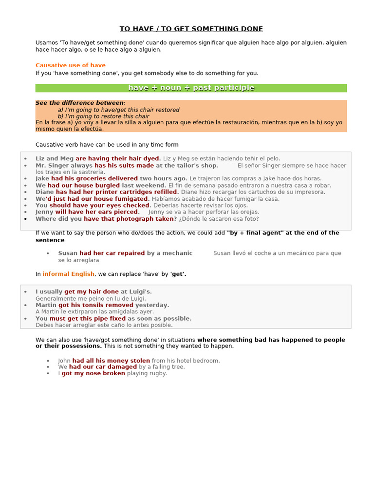 Causative Verbs: Have/Get Something Done | PDF | Syntax