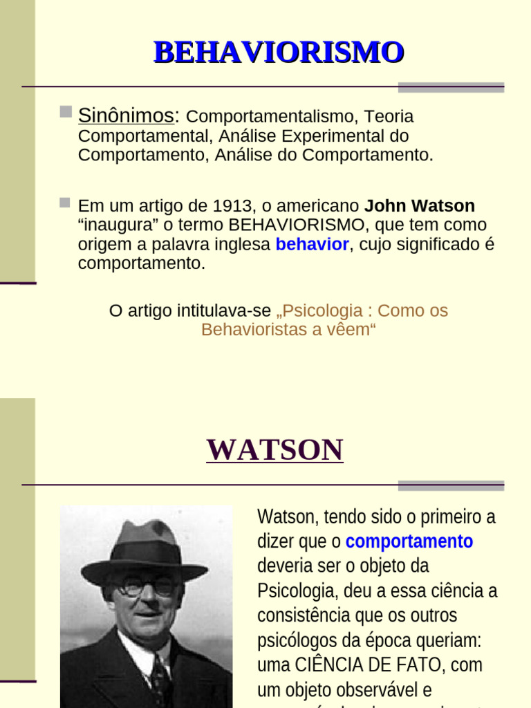 Fundamentos do Behaviorismo e Condicionamento | PDF | Behaviorismo ...